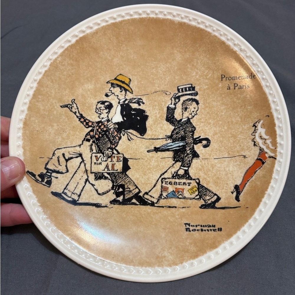 Vintage Norman Rockwell Plate "Promenade A Paris" by Newell Pottery Co. - Picture 6 of 6